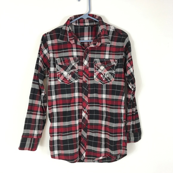 Red Ape Swagger Red & Black Plaid Button Down - Picture 2 of 4